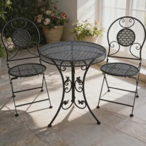 Kit Dobravel Varanda Jardim Ferro 3 Peças Preto Classico