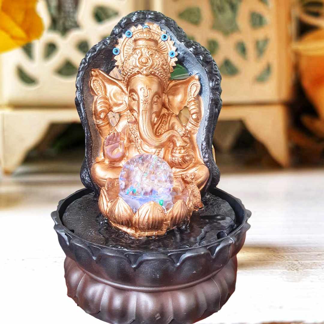 Fonte Decorativa Agua Lord Ganesha Olho Grego - Imagem 2