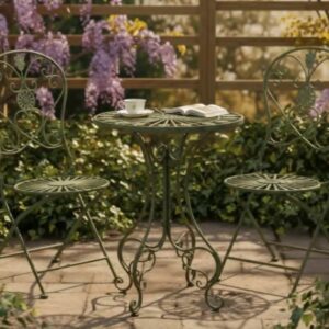 Kit Dobrável Varanda Jardim Ferro 3 Peças Verde Classico
