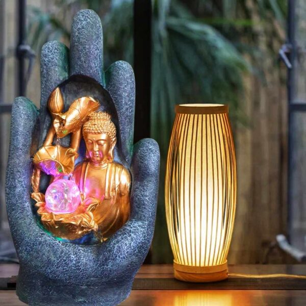 Fonte De Agua Buda Mãos Da Realização Flor De Lotus 40cm