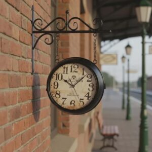 Relógio Estação Trem Dupla Face Metal Grande 53 Cm Vintage