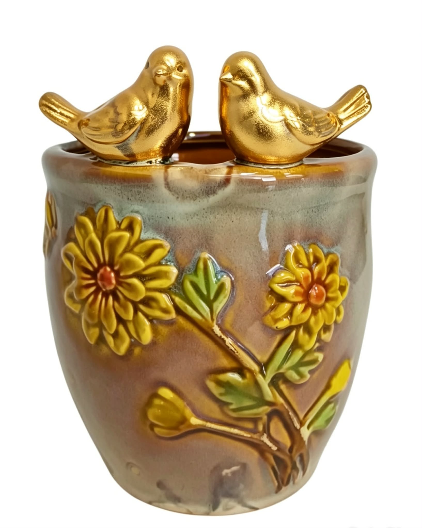 Cachepot Decorativo Cerâmica Passarinhos