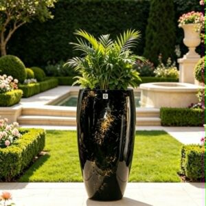 Vaso Em Fibra De Vidro Grande Luxo Decorativo Ellena Jardim 90cm