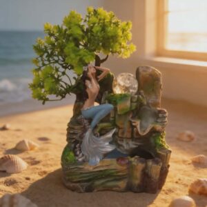Fonte De Agua Sereia Na Arvore Com Concha Do Mar Wicca Decor