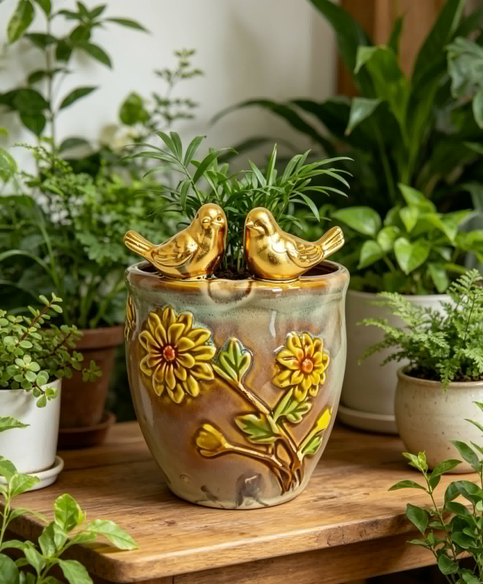 Cachepot Decorativo Cerâmica Passarinhos - Imagem 2