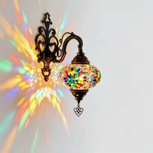 Luminária Abajur Turco Mosaico de Parede Arandela Turca 37cm