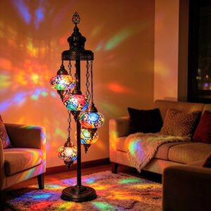 Luminária Abajur Turco de Chão Mosaico Artesanal 140cm
