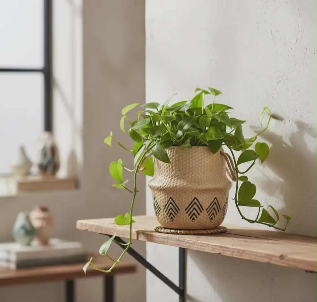 Vaso Cachepot Cerâmica Estilo Cesto Com Alça De Palha Decor