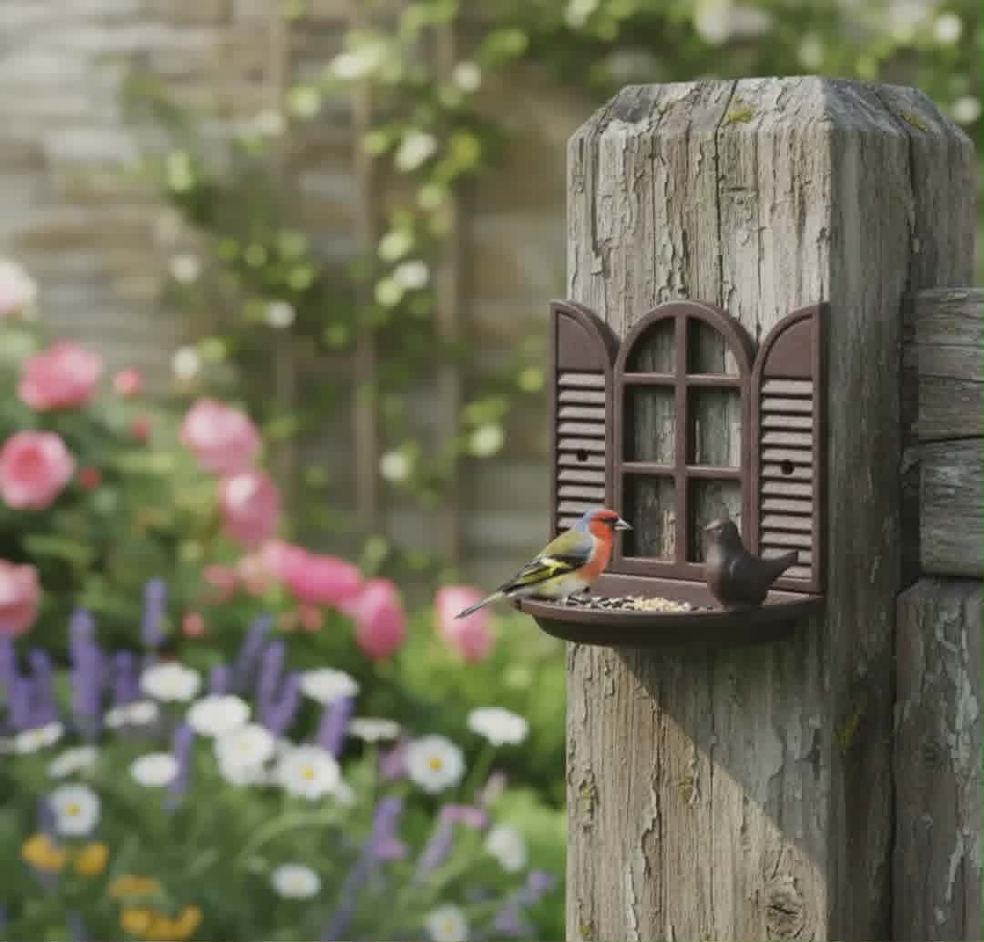 Suporte Comedouro Pássaros Ferro Fundido Decor Jardim Janela - Imagem 2