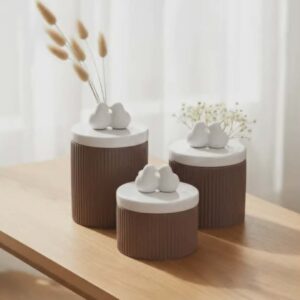 Trio De Pote Decorativo Ceramica Passarinho Enfeite