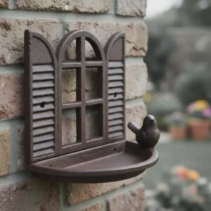 Suporte Comedouro Pássaros Ferro Fundido Decor Jardim Janela